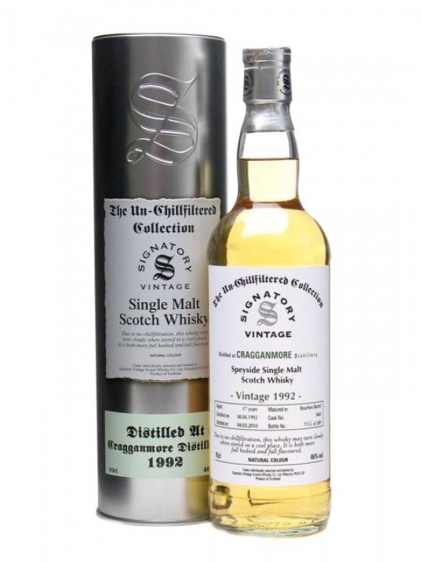 Cragganmore 1992 17 Year Old Un Chillfiltered Signatory Un-Chillfiltered Collection